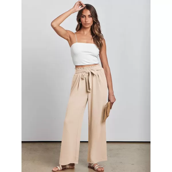 imageANRABESSnbspWomennbspWidenbspLegnbspPalazzo PantsnbspHighnbspWaistnbspTienbspKnotnbspLightweightnbspDressynbspBohonbspLoungenbspPantsnbspTrousersApricot