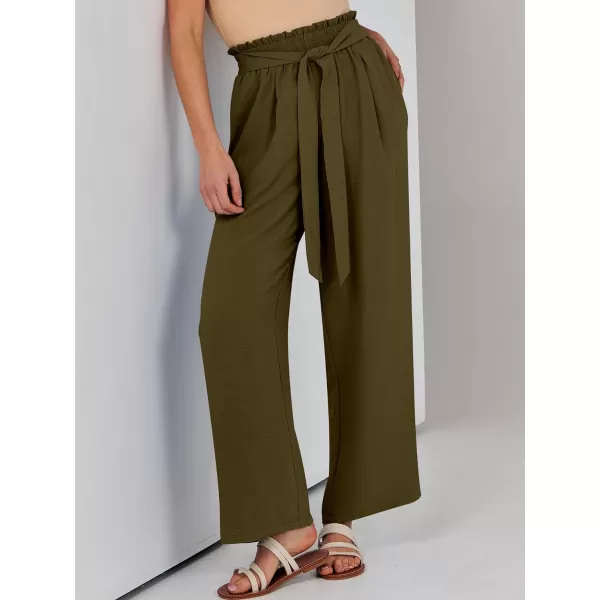 imageANRABESSnbspWomennbspWidenbspLegnbspPalazzo PantsnbspHighnbspWaistnbspTienbspKnotnbspLightweightnbspDressynbspBohonbspLoungenbspPantsnbspTrousersArmy Green