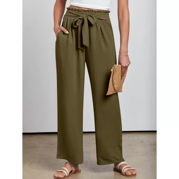 imageANRABESSnbspWomennbspWidenbspLegnbspPalazzo PantsnbspHighnbspWaistnbspTienbspKnotnbspLightweightnbspDressynbspBohonbspLoungenbspPantsnbspTrousersArmy Green