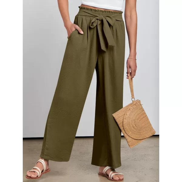 imageANRABESSnbspWomennbspWidenbspLegnbspPalazzo PantsnbspHighnbspWaistnbspTienbspKnotnbspLightweightnbspDressynbspBohonbspLoungenbspPantsnbspTrousersArmy Green