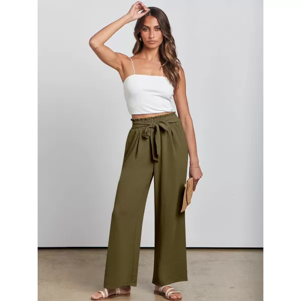 imageANRABESSnbspWomennbspWidenbspLegnbspPalazzo PantsnbspHighnbspWaistnbspTienbspKnotnbspLightweightnbspDressynbspBohonbspLoungenbspPantsnbspTrousersArmy Green