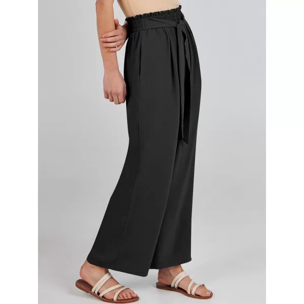 imageANRABESSnbspWomennbspWidenbspLegnbspPalazzo PantsnbspHighnbspWaistnbspTienbspKnotnbspLightweightnbspDressynbspBohonbspLoungenbspPantsnbspTrousersBlack