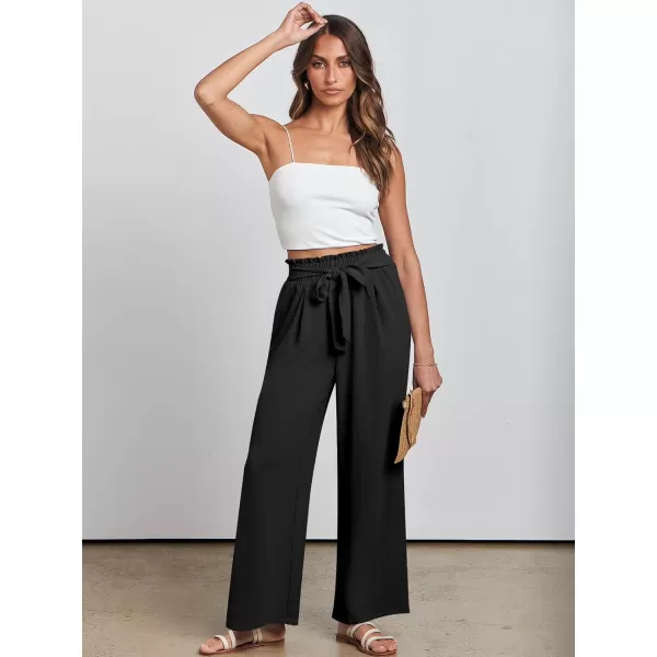imageANRABESSnbspWomennbspWidenbspLegnbspPalazzo PantsnbspHighnbspWaistnbspTienbspKnotnbspLightweightnbspDressynbspBohonbspLoungenbspPantsnbspTrousersBlack