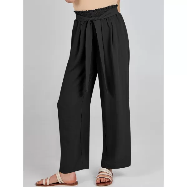 imageANRABESSnbspWomennbspWidenbspLegnbspPalazzo PantsnbspHighnbspWaistnbspTienbspKnotnbspLightweightnbspDressynbspBohonbspLoungenbspPantsnbspTrousersBlack
