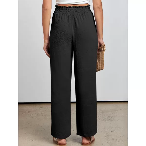 imageANRABESSnbspWomennbspWidenbspLegnbspPalazzo PantsnbspHighnbspWaistnbspTienbspKnotnbspLightweightnbspDressynbspBohonbspLoungenbspPantsnbspTrousersBlack
