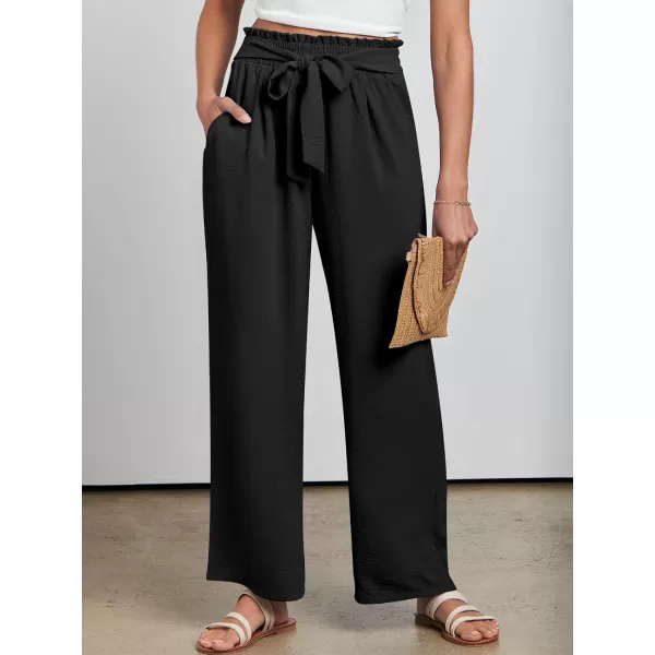imageANRABESSnbspWomennbspWidenbspLegnbspPalazzo PantsnbspHighnbspWaistnbspTienbspKnotnbspLightweightnbspDressynbspBohonbspLoungenbspPantsnbspTrousersBlack