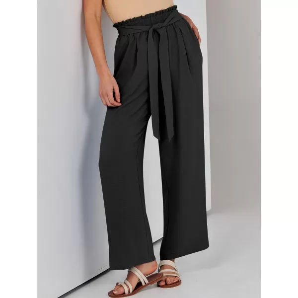 imageANRABESSnbspWomennbspWidenbspLegnbspPalazzo PantsnbspHighnbspWaistnbspTienbspKnotnbspLightweightnbspDressynbspBohonbspLoungenbspPantsnbspTrousersBlack