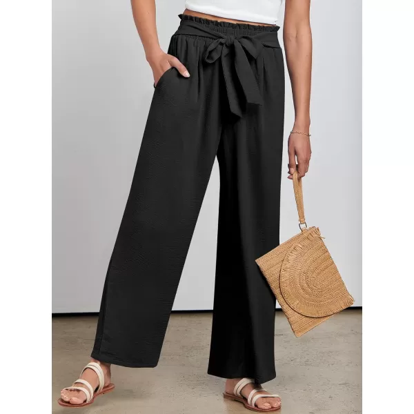 imageANRABESSnbspWomennbspWidenbspLegnbspPalazzo PantsnbspHighnbspWaistnbspTienbspKnotnbspLightweightnbspDressynbspBohonbspLoungenbspPantsnbspTrousersBlack