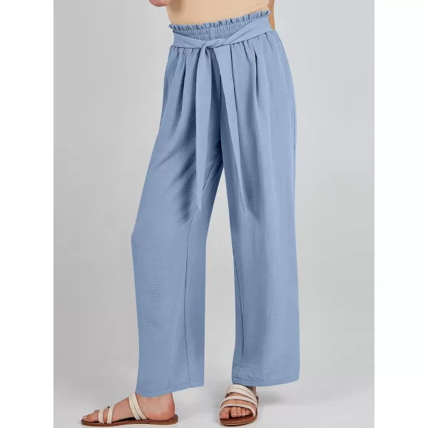 imageANRABESSnbspWomennbspWidenbspLegnbspPalazzo PantsnbspHighnbspWaistnbspTienbspKnotnbspLightweightnbspDressynbspBohonbspLoungenbspPantsnbspTrousersBlue