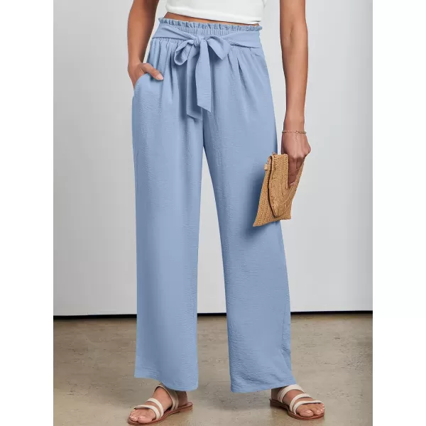 imageANRABESSnbspWomennbspWidenbspLegnbspPalazzo PantsnbspHighnbspWaistnbspTienbspKnotnbspLightweightnbspDressynbspBohonbspLoungenbspPantsnbspTrousersBlue