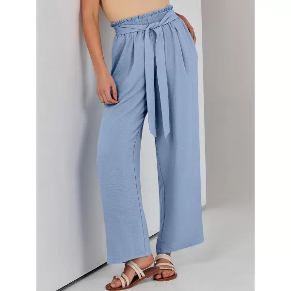imageANRABESSnbspWomennbspWidenbspLegnbspPalazzo PantsnbspHighnbspWaistnbspTienbspKnotnbspLightweightnbspDressynbspBohonbspLoungenbspPantsnbspTrousersBlue