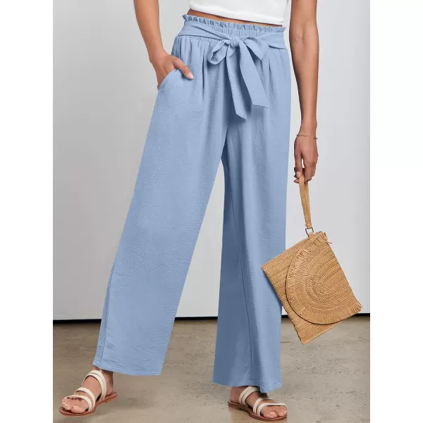 imageANRABESSnbspWomennbspWidenbspLegnbspPalazzo PantsnbspHighnbspWaistnbspTienbspKnotnbspLightweightnbspDressynbspBohonbspLoungenbspPantsnbspTrousersBlue