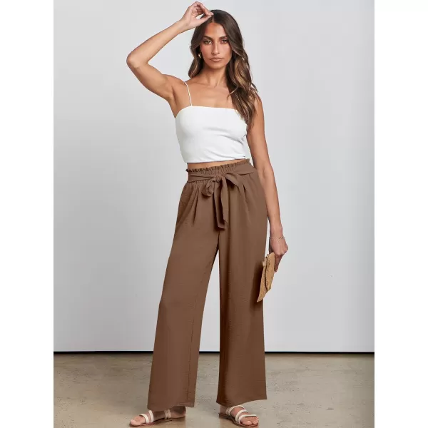 imageANRABESSnbspWomennbspWidenbspLegnbspPalazzo PantsnbspHighnbspWaistnbspTienbspKnotnbspLightweightnbspDressynbspBohonbspLoungenbspPantsnbspTrousersBrown