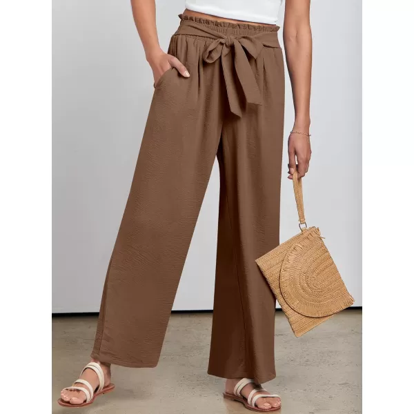 imageANRABESSnbspWomennbspWidenbspLegnbspPalazzo PantsnbspHighnbspWaistnbspTienbspKnotnbspLightweightnbspDressynbspBohonbspLoungenbspPantsnbspTrousersBrown