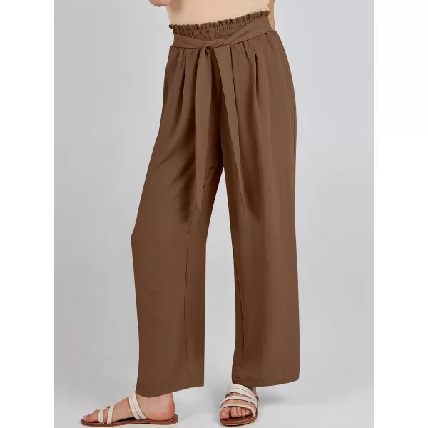 imageANRABESSnbspWomennbspWidenbspLegnbspPalazzo PantsnbspHighnbspWaistnbspTienbspKnotnbspLightweightnbspDressynbspBohonbspLoungenbspPantsnbspTrousersBrown