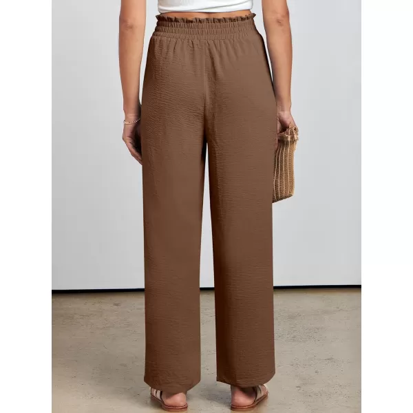 imageANRABESSnbspWomennbspWidenbspLegnbspPalazzo PantsnbspHighnbspWaistnbspTienbspKnotnbspLightweightnbspDressynbspBohonbspLoungenbspPantsnbspTrousersBrown