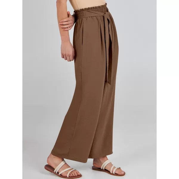imageANRABESSnbspWomennbspWidenbspLegnbspPalazzo PantsnbspHighnbspWaistnbspTienbspKnotnbspLightweightnbspDressynbspBohonbspLoungenbspPantsnbspTrousersBrown