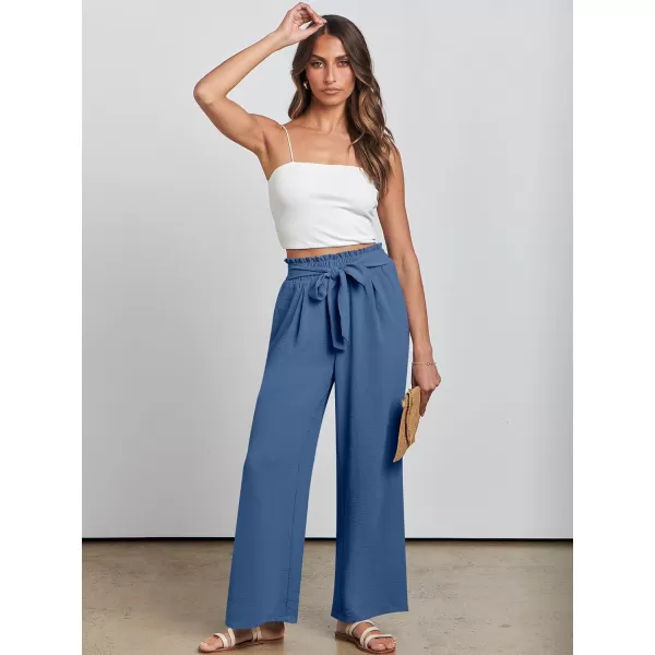 imageANRABESSnbspWomennbspWidenbspLegnbspPalazzo PantsnbspHighnbspWaistnbspTienbspKnotnbspLightweightnbspDressynbspBohonbspLoungenbspPantsnbspTrousersDeep Blue