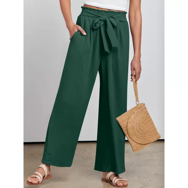 imageANRABESSnbspWomennbspWidenbspLegnbspPalazzo PantsnbspHighnbspWaistnbspTienbspKnotnbspLightweightnbspDressynbspBohonbspLoungenbspPantsnbspTrousersDeep Green