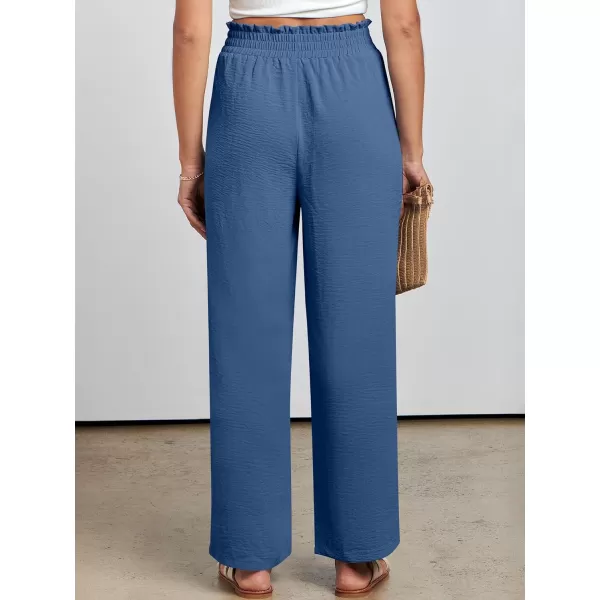 imageANRABESSnbspWomennbspWidenbspLegnbspPalazzo PantsnbspHighnbspWaistnbspTienbspKnotnbspLightweightnbspDressynbspBohonbspLoungenbspPantsnbspTrousersDeep Blue