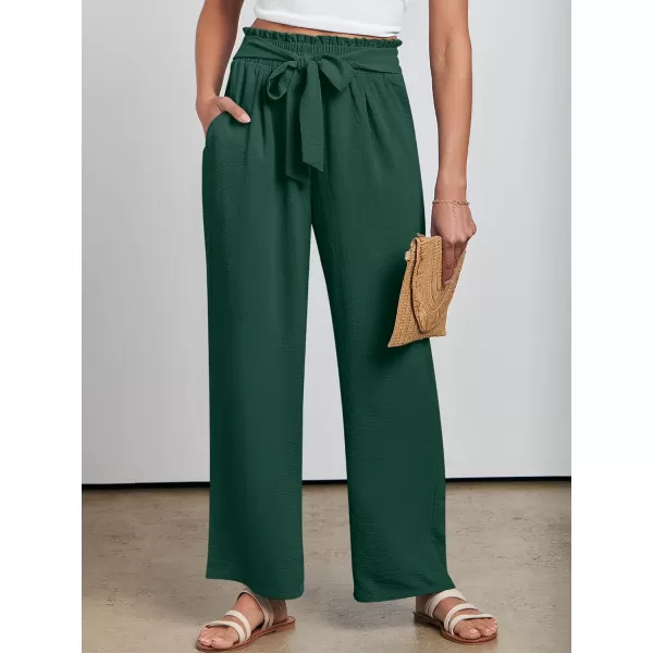 imageANRABESSnbspWomennbspWidenbspLegnbspPalazzo PantsnbspHighnbspWaistnbspTienbspKnotnbspLightweightnbspDressynbspBohonbspLoungenbspPantsnbspTrousersDeep Green