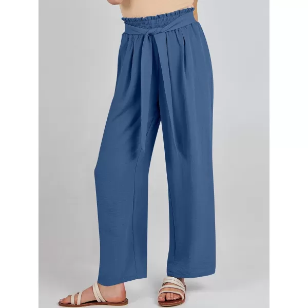 imageANRABESSnbspWomennbspWidenbspLegnbspPalazzo PantsnbspHighnbspWaistnbspTienbspKnotnbspLightweightnbspDressynbspBohonbspLoungenbspPantsnbspTrousersDeep Blue