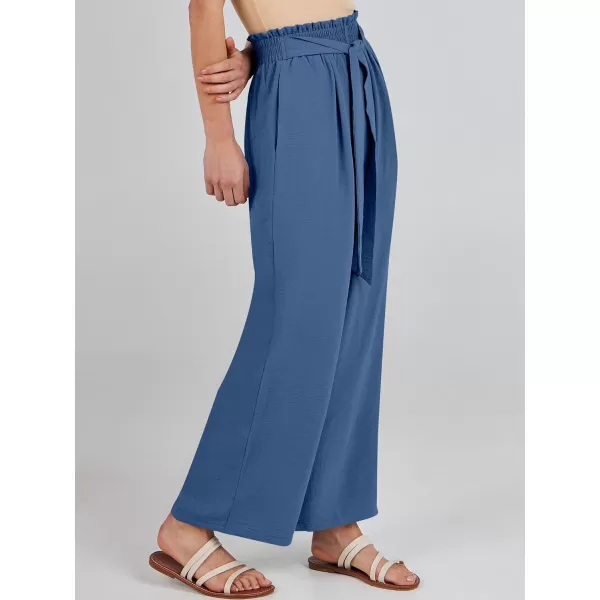imageANRABESSnbspWomennbspWidenbspLegnbspPalazzo PantsnbspHighnbspWaistnbspTienbspKnotnbspLightweightnbspDressynbspBohonbspLoungenbspPantsnbspTrousersDeep Blue