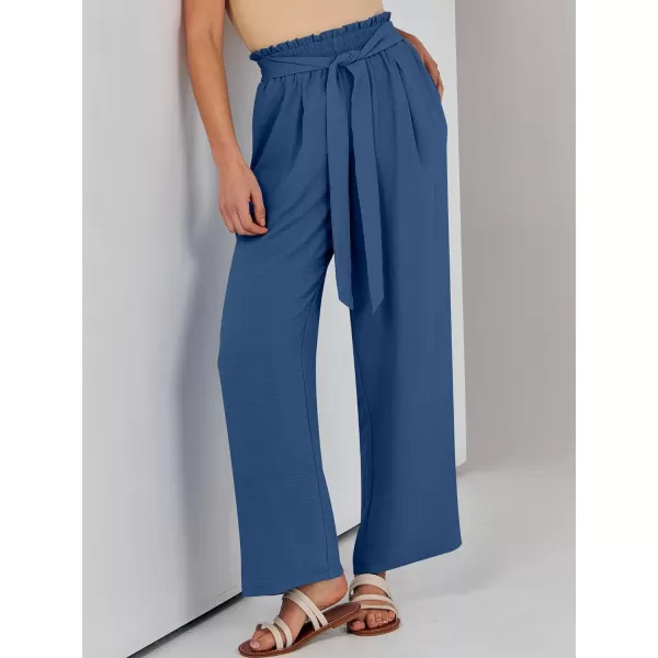 imageANRABESSnbspWomennbspWidenbspLegnbspPalazzo PantsnbspHighnbspWaistnbspTienbspKnotnbspLightweightnbspDressynbspBohonbspLoungenbspPantsnbspTrousersDeep Blue