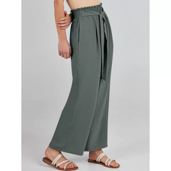 imageANRABESSnbspWomennbspWidenbspLegnbspPalazzo PantsnbspHighnbspWaistnbspTienbspKnotnbspLightweightnbspDressynbspBohonbspLoungenbspPantsnbspTrousersGrey Green