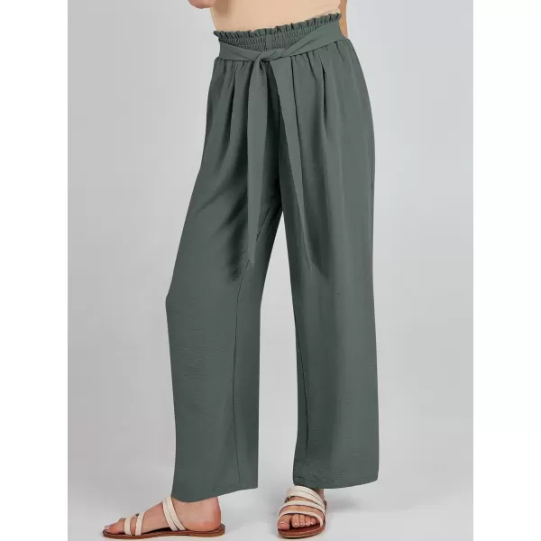 imageANRABESSnbspWomennbspWidenbspLegnbspPalazzo PantsnbspHighnbspWaistnbspTienbspKnotnbspLightweightnbspDressynbspBohonbspLoungenbspPantsnbspTrousersGrey Green