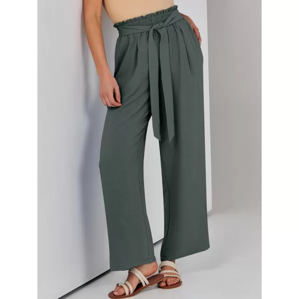 imageANRABESSnbspWomennbspWidenbspLegnbspPalazzo PantsnbspHighnbspWaistnbspTienbspKnotnbspLightweightnbspDressynbspBohonbspLoungenbspPantsnbspTrousersGrey Green
