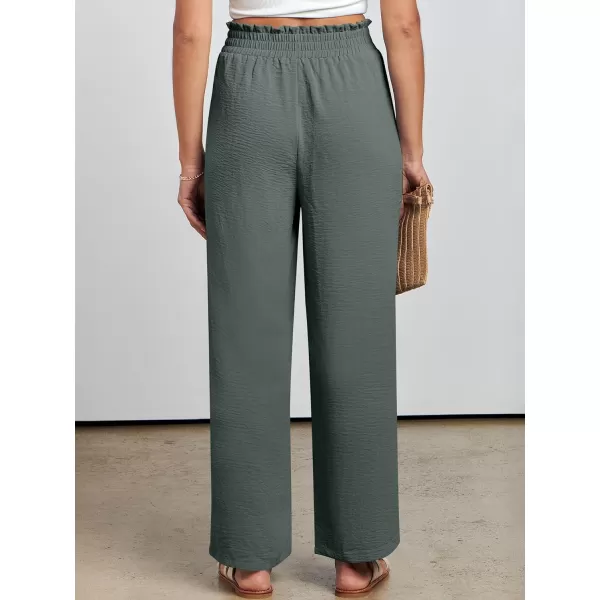 imageANRABESSnbspWomennbspWidenbspLegnbspPalazzo PantsnbspHighnbspWaistnbspTienbspKnotnbspLightweightnbspDressynbspBohonbspLoungenbspPantsnbspTrousersGrey Green