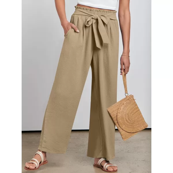 imageANRABESSnbspWomennbspWidenbspLegnbspPalazzo PantsnbspHighnbspWaistnbspTienbspKnotnbspLightweightnbspDressynbspBohonbspLoungenbspPantsnbspTrousersKhaki