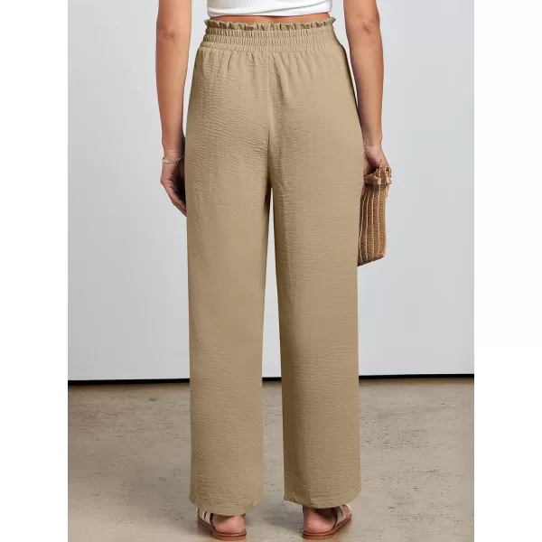 imageANRABESSnbspWomennbspWidenbspLegnbspPalazzo PantsnbspHighnbspWaistnbspTienbspKnotnbspLightweightnbspDressynbspBohonbspLoungenbspPantsnbspTrousersKhaki