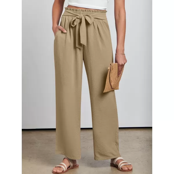 imageANRABESSnbspWomennbspWidenbspLegnbspPalazzo PantsnbspHighnbspWaistnbspTienbspKnotnbspLightweightnbspDressynbspBohonbspLoungenbspPantsnbspTrousersKhaki