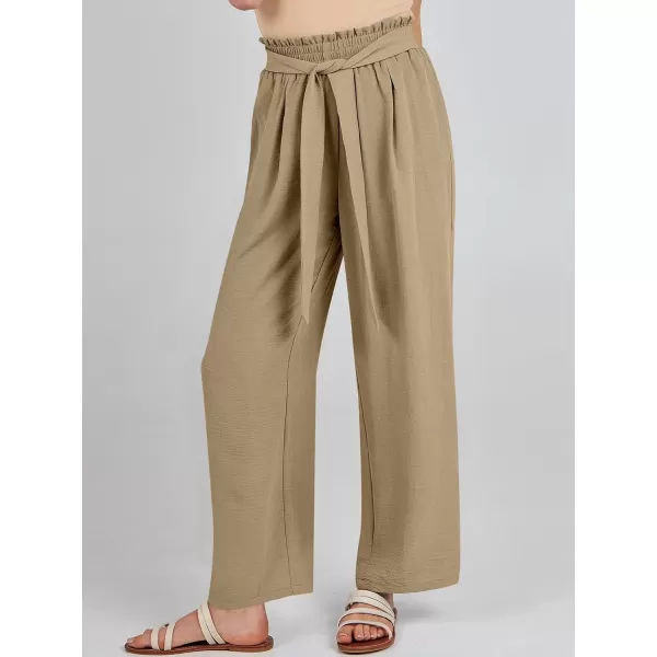 imageANRABESSnbspWomennbspWidenbspLegnbspPalazzo PantsnbspHighnbspWaistnbspTienbspKnotnbspLightweightnbspDressynbspBohonbspLoungenbspPantsnbspTrousersKhaki