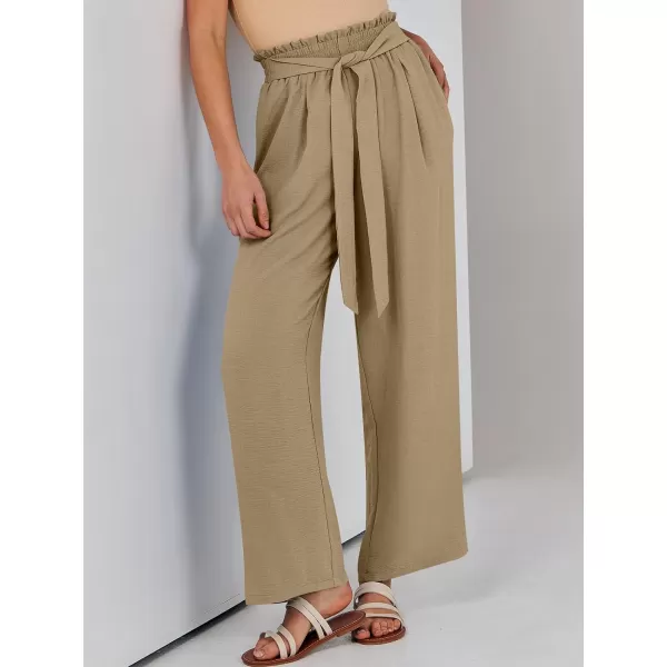 imageANRABESSnbspWomennbspWidenbspLegnbspPalazzo PantsnbspHighnbspWaistnbspTienbspKnotnbspLightweightnbspDressynbspBohonbspLoungenbspPantsnbspTrousersKhaki