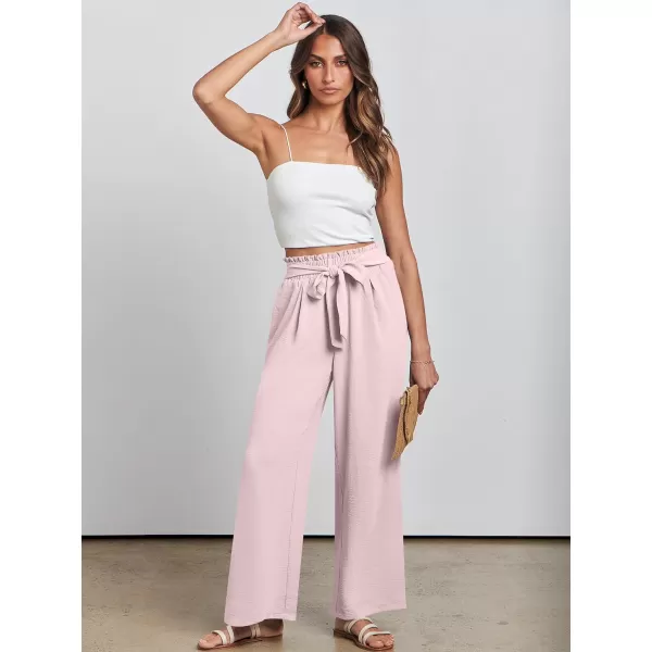 imageANRABESSnbspWomennbspWidenbspLegnbspPalazzo PantsnbspHighnbspWaistnbspTienbspKnotnbspLightweightnbspDressynbspBohonbspLoungenbspPantsnbspTrousersLight Pink