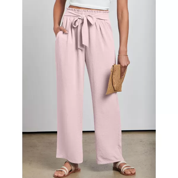 imageANRABESSnbspWomennbspWidenbspLegnbspPalazzo PantsnbspHighnbspWaistnbspTienbspKnotnbspLightweightnbspDressynbspBohonbspLoungenbspPantsnbspTrousersLight Pink