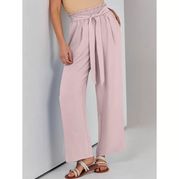 imageANRABESSnbspWomennbspWidenbspLegnbspPalazzo PantsnbspHighnbspWaistnbspTienbspKnotnbspLightweightnbspDressynbspBohonbspLoungenbspPantsnbspTrousersLight Pink