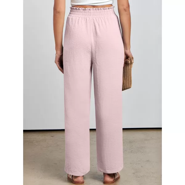 imageANRABESSnbspWomennbspWidenbspLegnbspPalazzo PantsnbspHighnbspWaistnbspTienbspKnotnbspLightweightnbspDressynbspBohonbspLoungenbspPantsnbspTrousersLight Pink