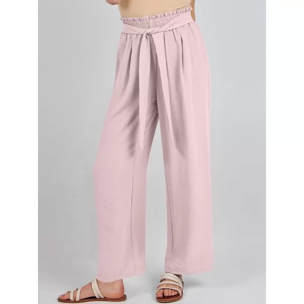 imageANRABESSnbspWomennbspWidenbspLegnbspPalazzo PantsnbspHighnbspWaistnbspTienbspKnotnbspLightweightnbspDressynbspBohonbspLoungenbspPantsnbspTrousersLight Pink