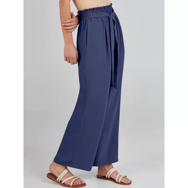 imageANRABESSnbspWomennbspWidenbspLegnbspPalazzo PantsnbspHighnbspWaistnbspTienbspKnotnbspLightweightnbspDressynbspBohonbspLoungenbspPantsnbspTrousersNavy Blue
