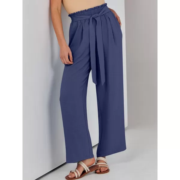 imageANRABESSnbspWomennbspWidenbspLegnbspPalazzo PantsnbspHighnbspWaistnbspTienbspKnotnbspLightweightnbspDressynbspBohonbspLoungenbspPantsnbspTrousersNavy Blue