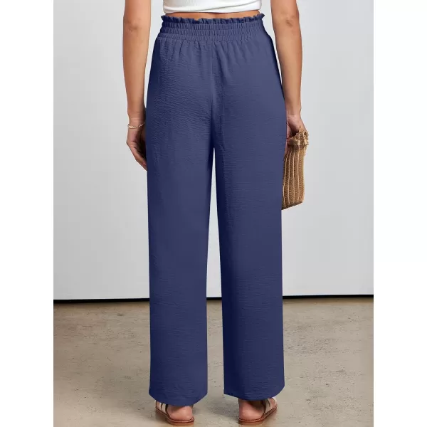 imageANRABESSnbspWomennbspWidenbspLegnbspPalazzo PantsnbspHighnbspWaistnbspTienbspKnotnbspLightweightnbspDressynbspBohonbspLoungenbspPantsnbspTrousersNavy Blue