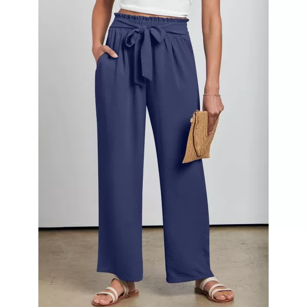 imageANRABESSnbspWomennbspWidenbspLegnbspPalazzo PantsnbspHighnbspWaistnbspTienbspKnotnbspLightweightnbspDressynbspBohonbspLoungenbspPantsnbspTrousersNavy Blue