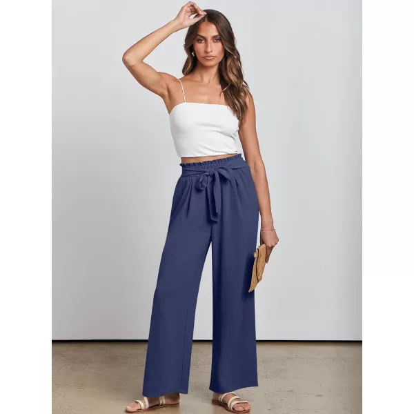 imageANRABESSnbspWomennbspWidenbspLegnbspPalazzo PantsnbspHighnbspWaistnbspTienbspKnotnbspLightweightnbspDressynbspBohonbspLoungenbspPantsnbspTrousersNavy Blue