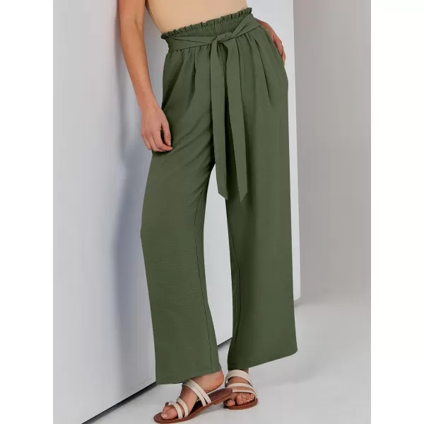 imageANRABESSnbspWomennbspWidenbspLegnbspPalazzo PantsnbspHighnbspWaistnbspTienbspKnotnbspLightweightnbspDressynbspBohonbspLoungenbspPantsnbspTrousersOlive