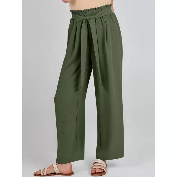 imageANRABESSnbspWomennbspWidenbspLegnbspPalazzo PantsnbspHighnbspWaistnbspTienbspKnotnbspLightweightnbspDressynbspBohonbspLoungenbspPantsnbspTrousersOlive