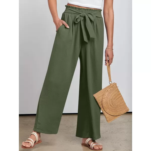 imageANRABESSnbspWomennbspWidenbspLegnbspPalazzo PantsnbspHighnbspWaistnbspTienbspKnotnbspLightweightnbspDressynbspBohonbspLoungenbspPantsnbspTrousersOlive
